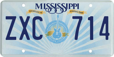 MS license plate ZXC714