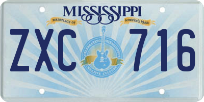 MS license plate ZXC716