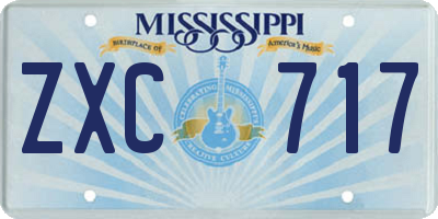 MS license plate ZXC717