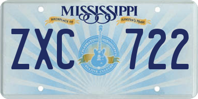 MS license plate ZXC722