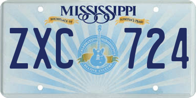 MS license plate ZXC724