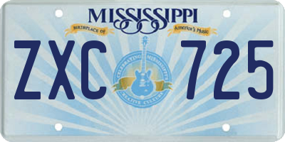 MS license plate ZXC725