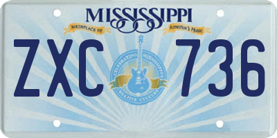 MS license plate ZXC736