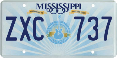 MS license plate ZXC737