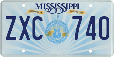 MS license plate ZXC740