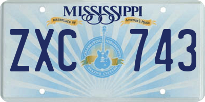MS license plate ZXC743