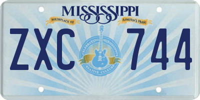MS license plate ZXC744