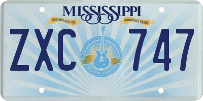 MS license plate ZXC747