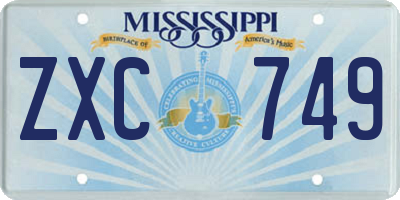 MS license plate ZXC749