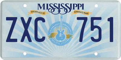 MS license plate ZXC751