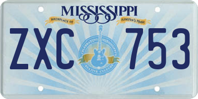 MS license plate ZXC753