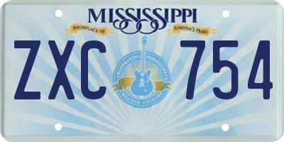 MS license plate ZXC754