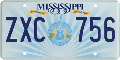 MS license plate ZXC756