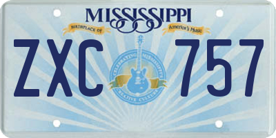 MS license plate ZXC757
