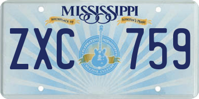 MS license plate ZXC759