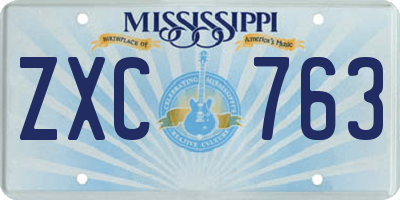 MS license plate ZXC763