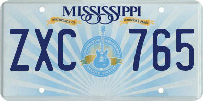 MS license plate ZXC765