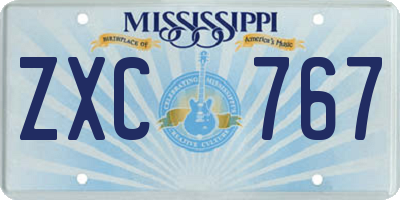 MS license plate ZXC767