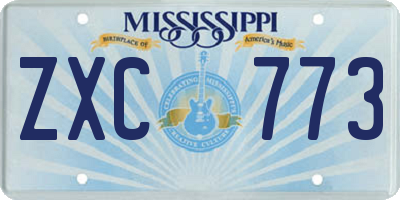 MS license plate ZXC773