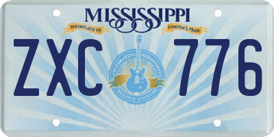MS license plate ZXC776