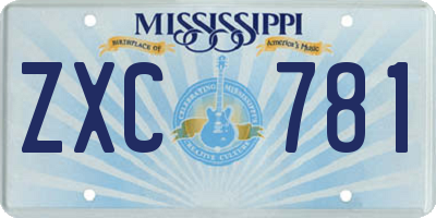 MS license plate ZXC781