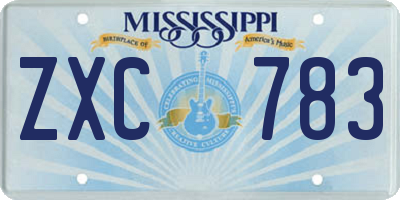 MS license plate ZXC783