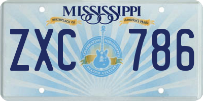 MS license plate ZXC786