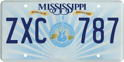 MS license plate ZXC787