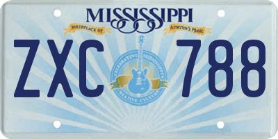 MS license plate ZXC788