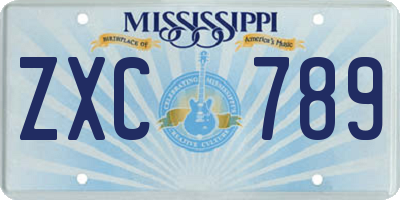 MS license plate ZXC789