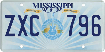 MS license plate ZXC796