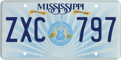 MS license plate ZXC797