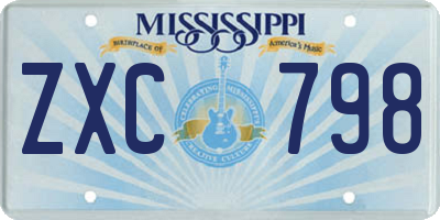 MS license plate ZXC798