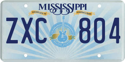 MS license plate ZXC804