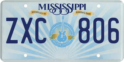 MS license plate ZXC806