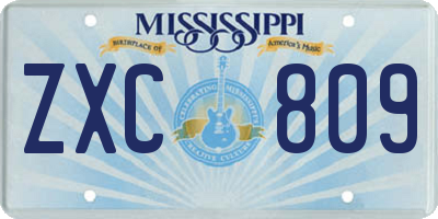 MS license plate ZXC809