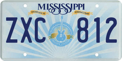 MS license plate ZXC812