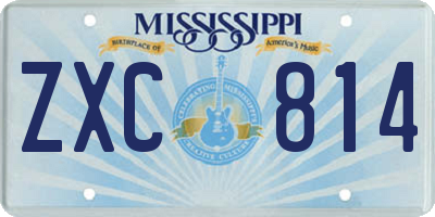 MS license plate ZXC814