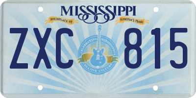 MS license plate ZXC815