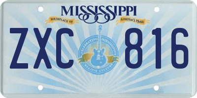 MS license plate ZXC816