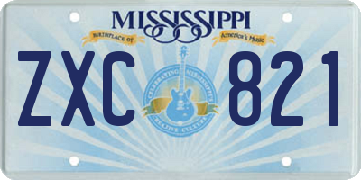 MS license plate ZXC821