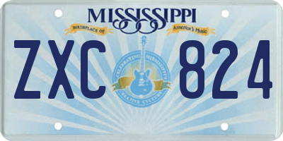 MS license plate ZXC824