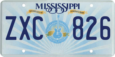 MS license plate ZXC826