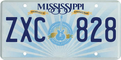 MS license plate ZXC828