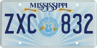 MS license plate ZXC832