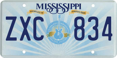 MS license plate ZXC834