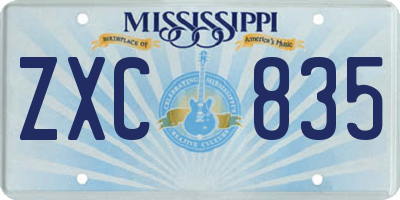 MS license plate ZXC835