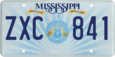 MS license plate ZXC841