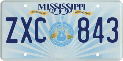 MS license plate ZXC843