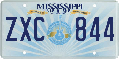 MS license plate ZXC844